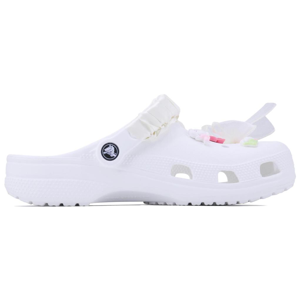 Crocs Classic clog Spring Letter SDS EVA Preppy Cute and Sweet Versatile Classic Beach Trendy Korean Hole Shoes Unisex White