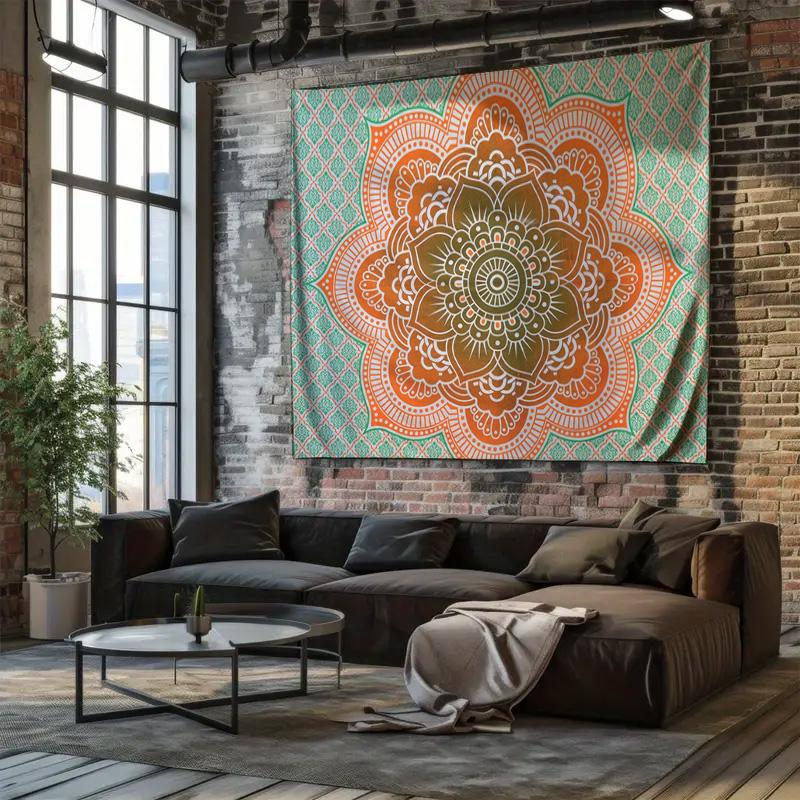 Vibrant Mandala Pattern Tapestry Artistic Bohemian Decor