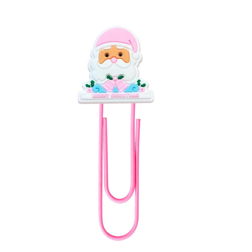 Pink Cartoon Christmas Bookmark Clips - Cute, Large, Colored Page Markers for Office Supplies