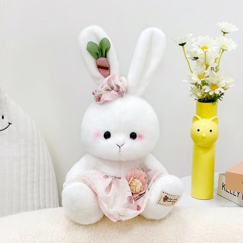 Pink Skirt Rabbit Rabbit Doll Plush Toy Little White Rabbit Doll 8 Inch Grab Machine Rag Doll