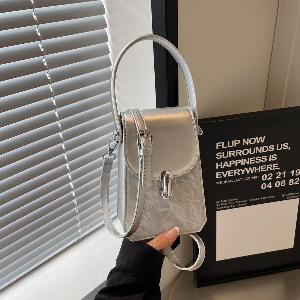 Retro Small Square Handbags for Women 2026 New Fashion Glossy Mini Crossbody Phone Bag Textured Commuting Casual Shoulder Bags