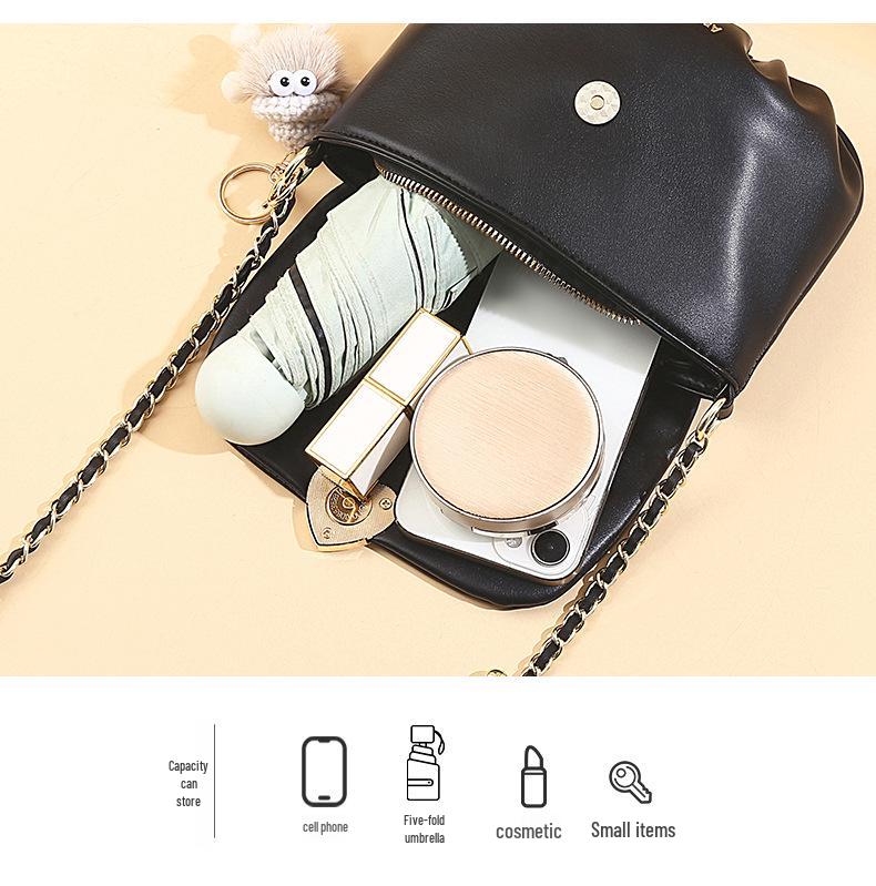 2024 Frühling/Sommer Damen Weiches Leder Wolke Umhängetasche – Trendiges Kettendesign