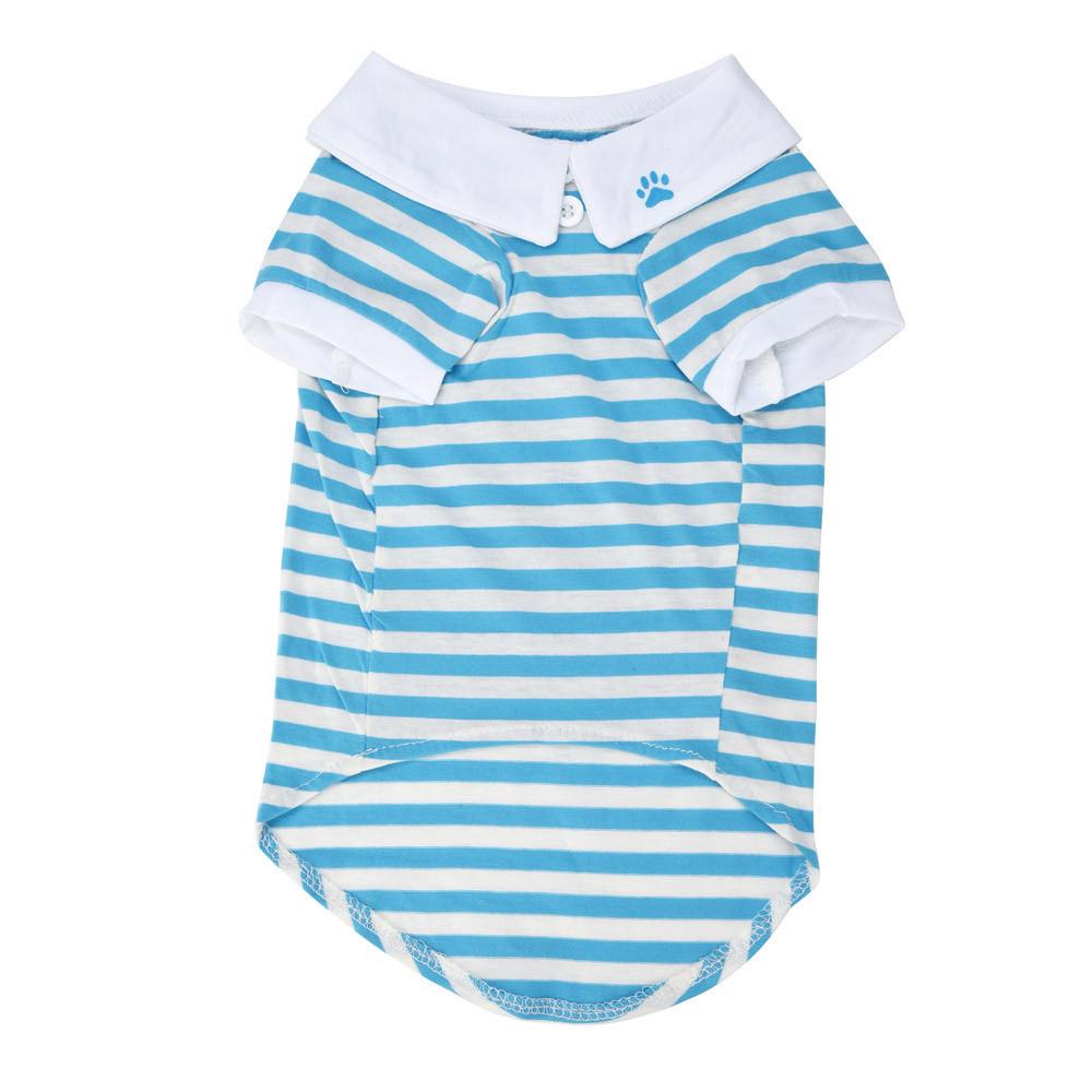 

Новая футболка с милой собакой и щенком, одежда в полоску с лацканами, хлопковая одежда для домашних животных, хит продаж S