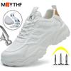 Pantofi de siguranță albi pentru bărbați Cizme cu vârful de oțel Pantofi de muncă anti-smash Anti-punctură Pantofi indestructibili Sport bărbați pantofi de protecție