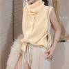Gentle Wind Sleeveless Turtleneck Single-breasted Knitted Vest for Women, Slim and Thin In Spring and Autumn, Solid Color Fashionable Top for Women