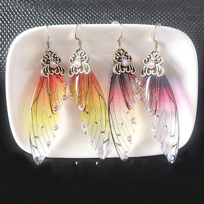 Brincos de asas de borboleta coloridas Brincos de asas de fada exclusivos Joias de insetos da moda para mulheres e meninas Joias presentes