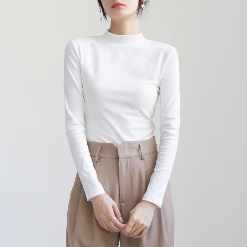 NOME Women s Solid Half-High Neck Long Sleeve Base Top M