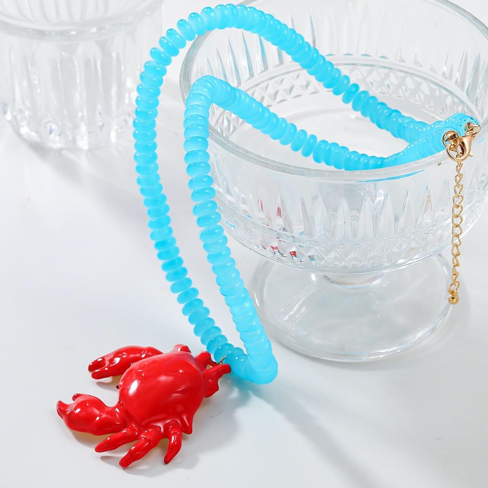 Childishness Crab Beaded Pendant Necklace Boho Ocean Style Neck Chain Crab Necklace  Holiday