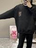 Felpa Jacquard da Uomo alla Moda con Fodera in Pile, Autunno/Inverno, Girocollo con Tasca a Lettera per Coppie
