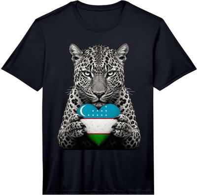 Uzbekistan Flag Heart Pride Country Heritage Leopard Uzbek Performance T-Shirt