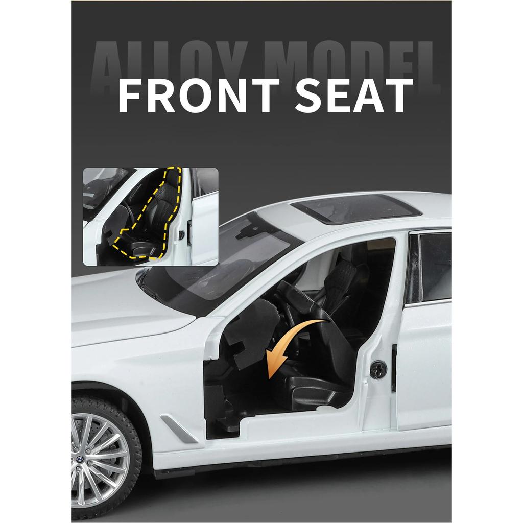 1/24 BMW 5 Series 530i 530LI Alloy Luxy Car Model Diecast Metal Vehicles Car Model High Simulation Sound and Light Kids Toy Gift