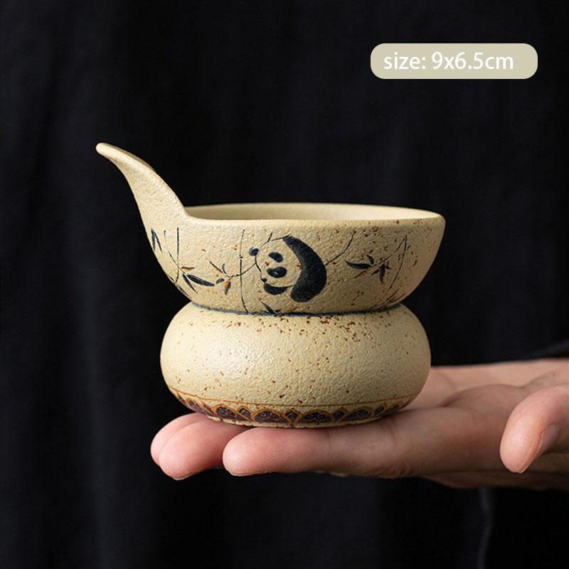 Chinese Tradition Ceramic Fair Cup Tea Strainer Panda Bamboo Leaf Teacup Tea Water Separation Tools Handmade Tea Set Accessories