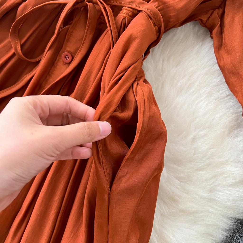 Vintage Elegant Embroidered Button Dress A-line Chic Casual Beach Vacation Women Summer Dresses