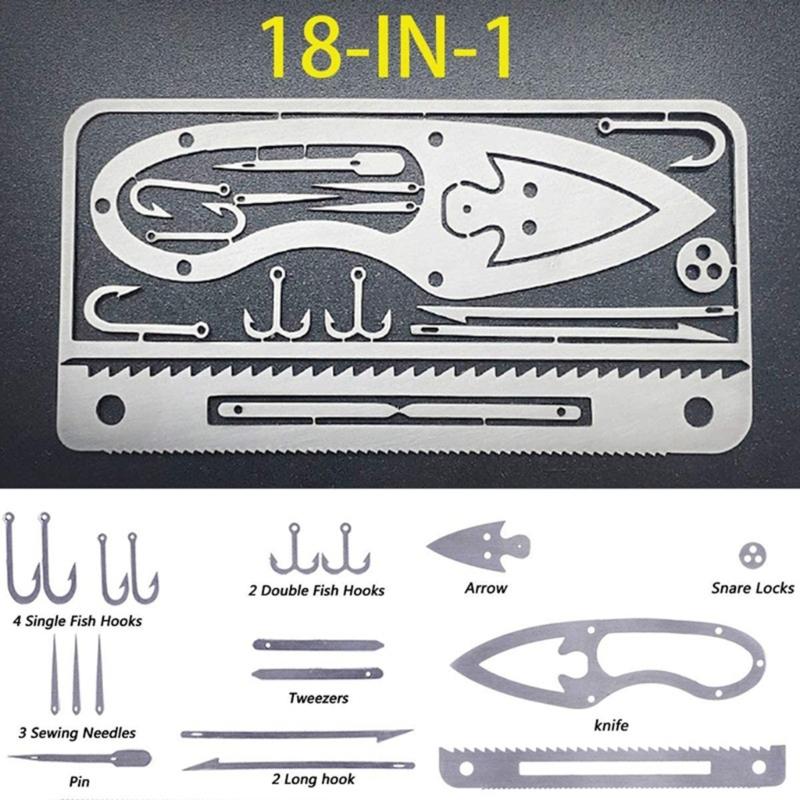 Stainless Steels Fishing Hook Card Outdoor Survivals Multitool Card Survivals Gear Card for Huntings Fishing Hikings