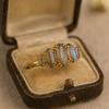 Wedding Engagement Anniversary Promise Gift – Marquise Cut Natural Labradorite Ring, Yellow Gold Plated Cluster, Handmade Leaves Design