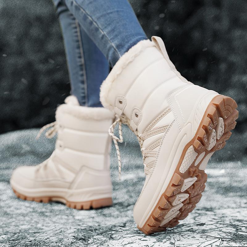 Women Pink Snow Boots Winter Plus Size White Walking Shoes Waterproof Outdoor High Hiking Shoes