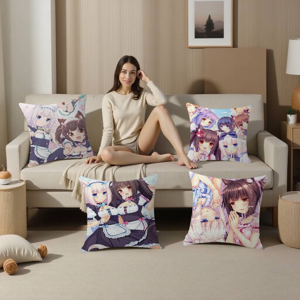 Anime Nekopara Pillow Gift Home Office Decoration Bedroom Sofa Car Cushion Cover Case 45X45