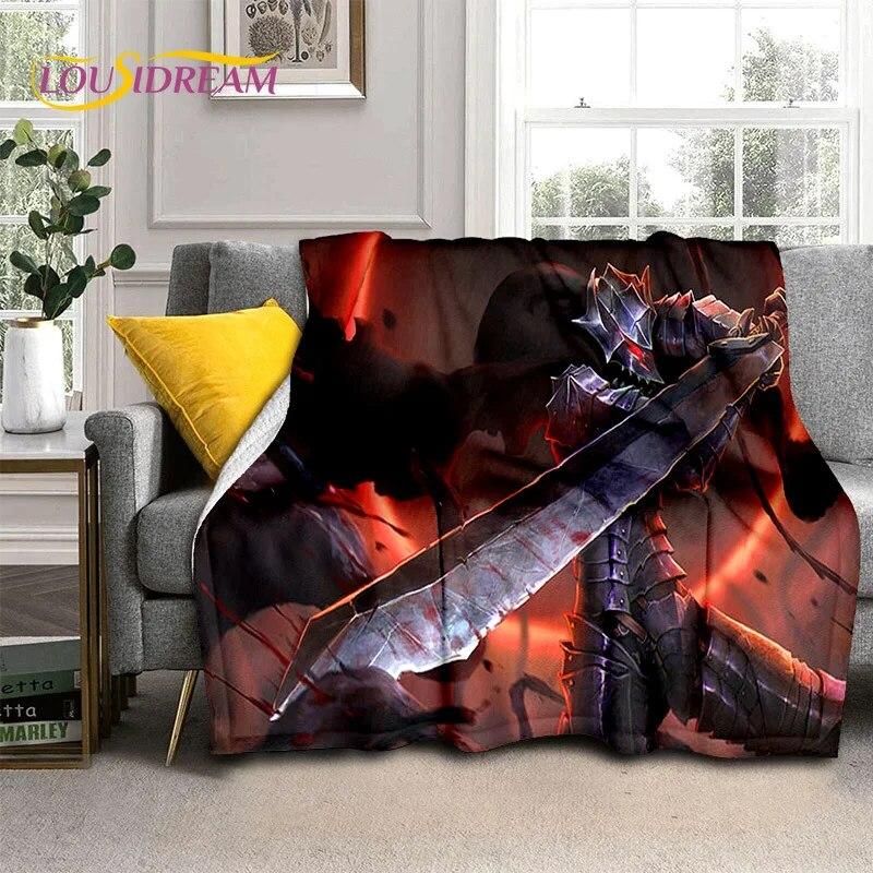 3D Anime Calssic Berserk Cartoon HD Blanket,Soft Throw Blanket for Home Bedroom Bed Sofa Picnic Travel Office Cover Blanket Kids