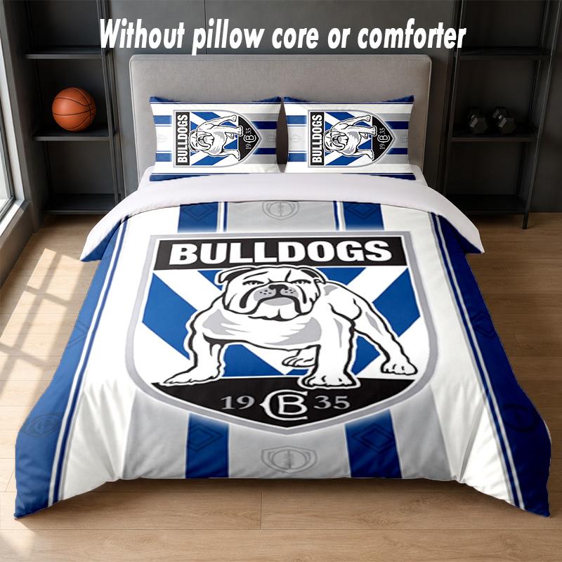 Canterbury-Bankstown Bulldogs Design Bed Bedding Set 1 Duvet Cover + 2 Pillowcases Soft Breathable Household Bed Linens