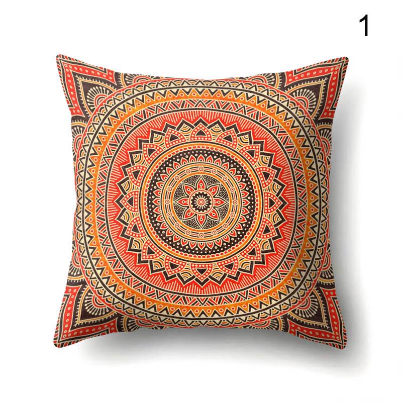45x45cm Bohemian Cushion Cover Mandala Floral Pattern Peach Pillow Cover for Car Seat Sofa Library Pillow Cover