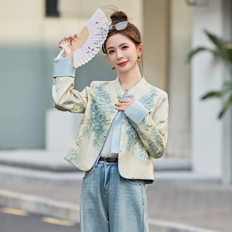 

2025 Spring Women s Chinese Style Sequin Jacket - SY2706 Small: 90-110 Jin