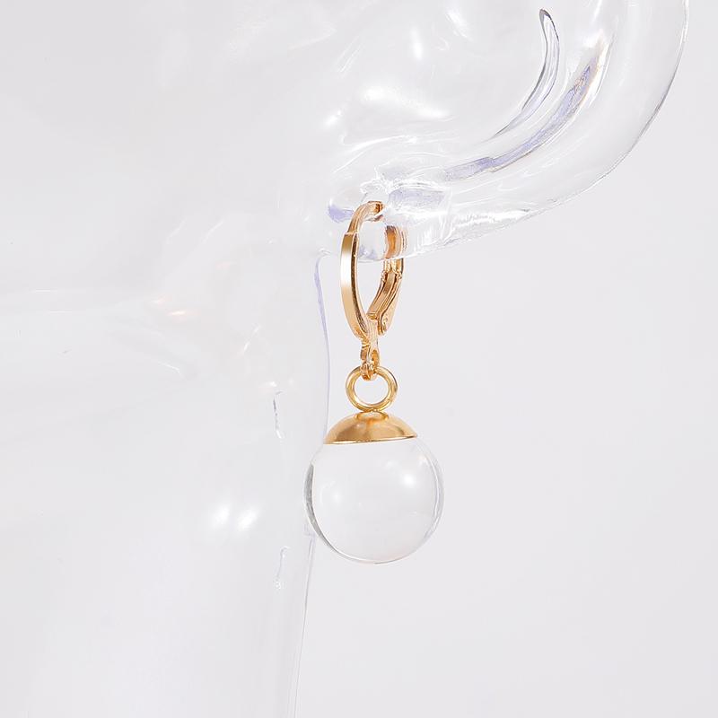 European and American Transparent Glass Spherical Pendant Earrings for Women Simple Metal Circle Ear Buckles Earrings Jewelry