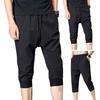 Men Sweatpants Solid Color Soft Fabric Drawstring Ankle-banded Stretchy Waist Cropped Trousers Daily Clothes