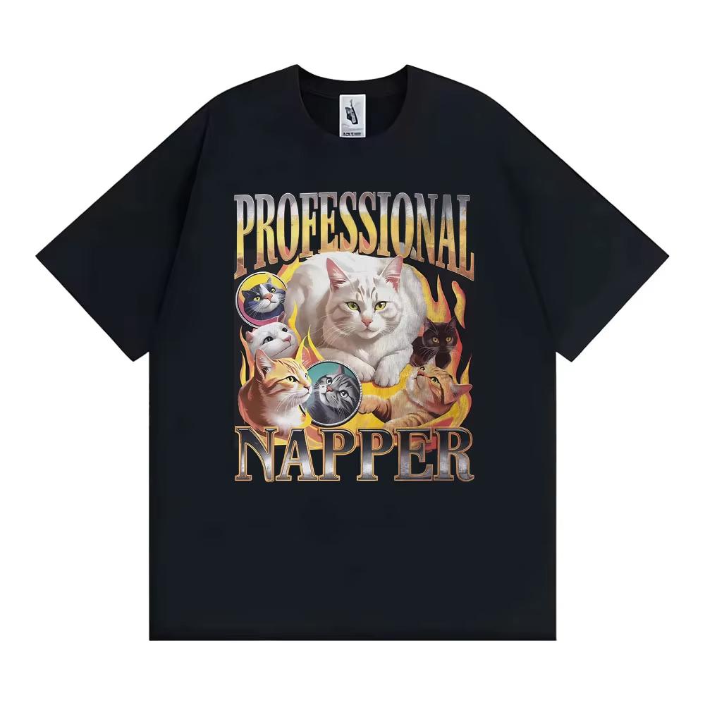 

Professional Napper Sleeping Cats Tee Shirt Men Women Classic Fashion Aesthetic Short Sleeve T-shirts Cotton Casual T Shirt T... 5XL
