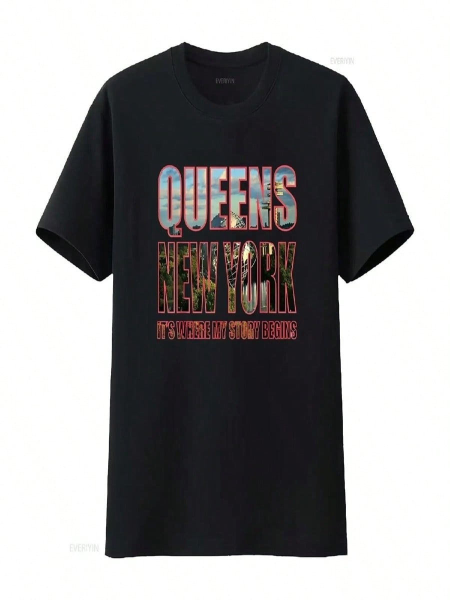 Queens New York Where My Story Begins T Shirt Vintage Washed Graphic Streetwear Slightly Stretched Breathable Soft S