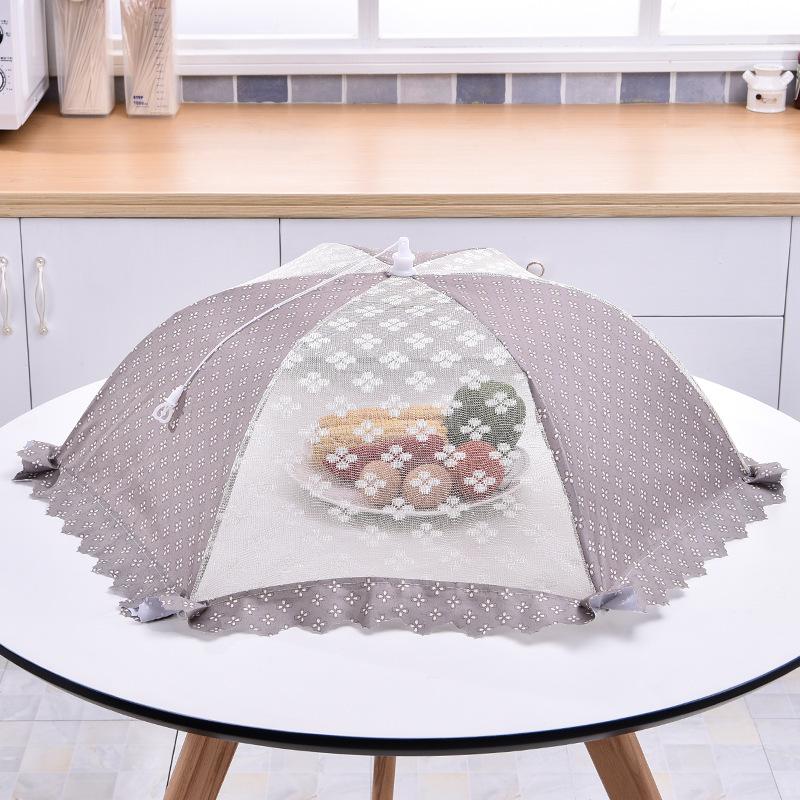 

Складной чехол для еды, кружевная сетка, чехол для овощей, пылезащитный чехол для риса, в виде зонтика, защищающий от мух, комаров, насекомых, для еды, хлеба серый