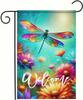 Spring Dragony Garden Ag 12x18 Inch Double Sided Yard Banner with Colorful Owers and Welcome Design Outdoor Oral Dec SSL