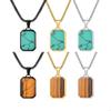 Rectangular Geometric Pendant Necklace Stainless Steel Jewelry Stones Jewelry