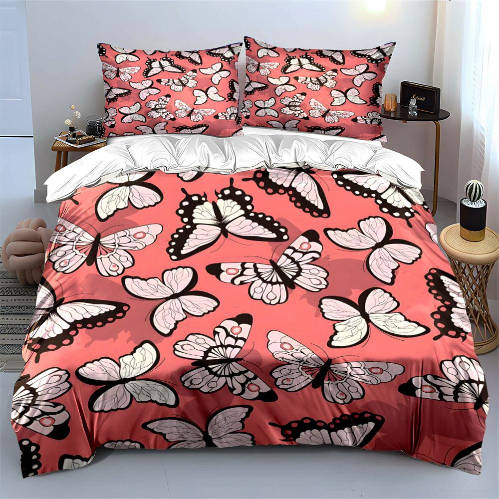 Elegant Butterfly Pattern Gift Set  Kid'S And Adults' Bedroom Decor, Exquisite Three-Piece Bedding Set Gift