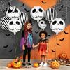 Mall Event Decorations 12PCS Halloween Skull Balloon Set, Aluminum Foil Balloons, Black And White Spooky Carnival Party Favors Striped Realistic Print