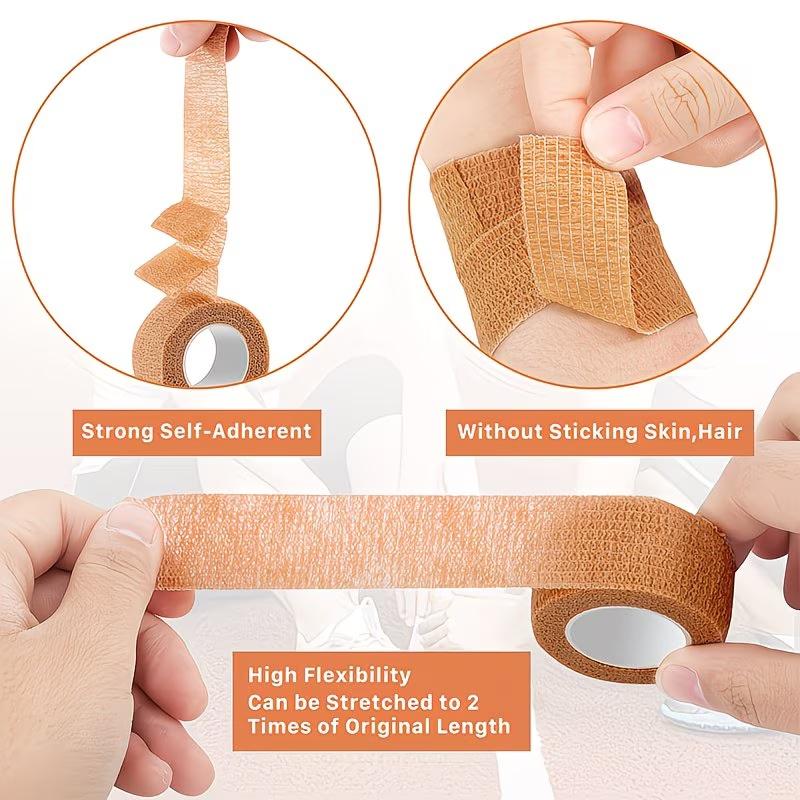 1/5/10 Rolls Medical Adhesive Bandage Elastic Breathable Sports Self Adhesive Tape Beige Wrap Finger Tape For Wrist Ankle