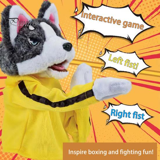 

1 пара кукол-марионеток Kung Fun Husky со звуком, плюшевая игрушка-перчатка для собаки, ролевая игра, кукла, реквизит для повествования, детские подарки 2pcs