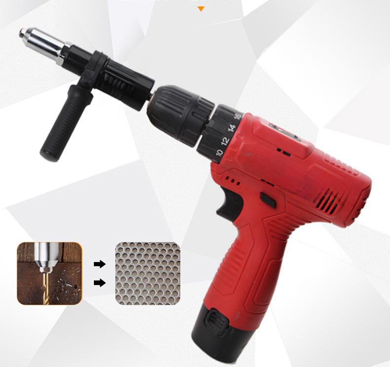 Adaptor pistol electric cu acumulator pentru piulițe nituibile și accesorii pentru scule de nituit