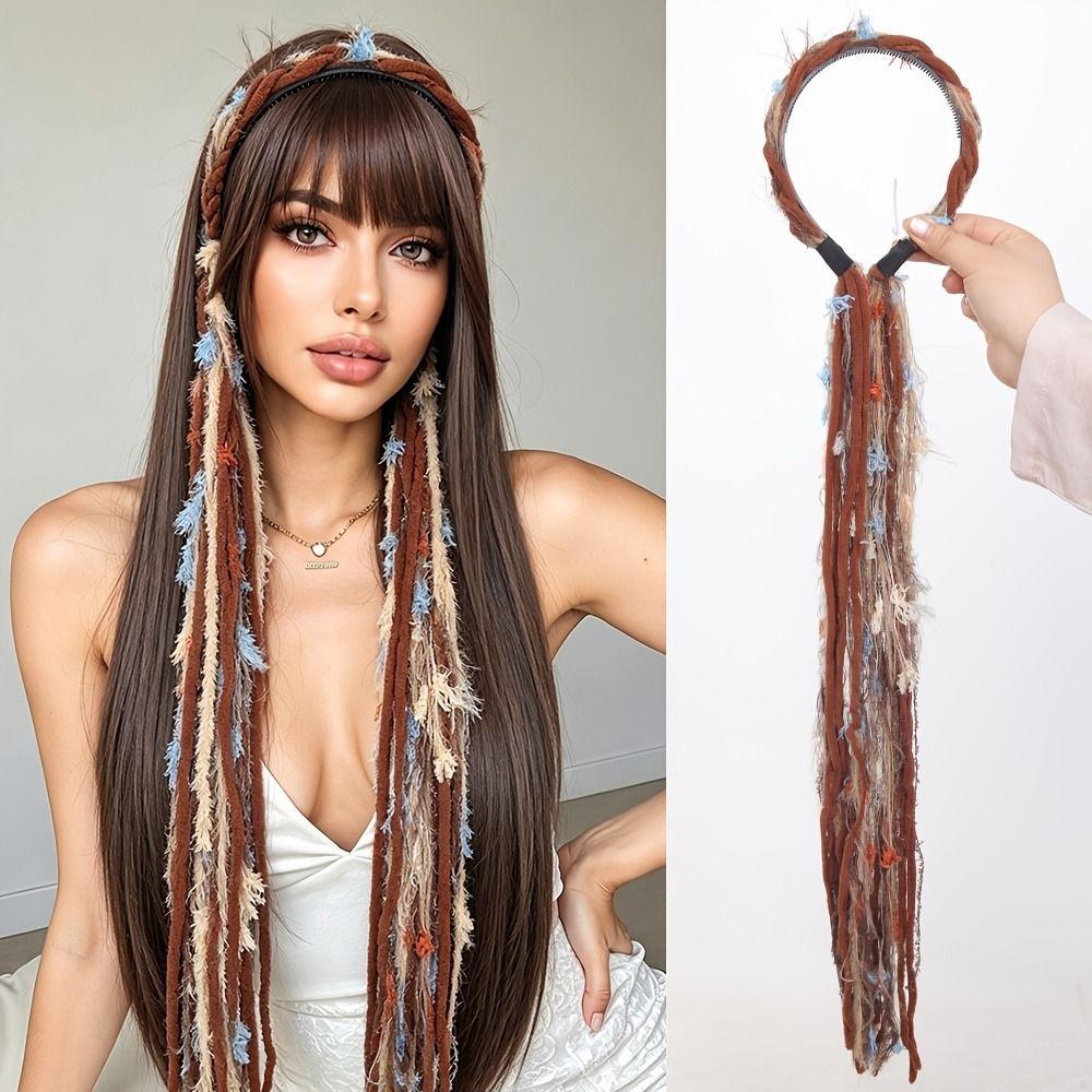 Elegante Kopfbedeckung Vintage Haarreif mit Anhänger Boho farbiges Seil Stirnband Festival Haaraccessoire