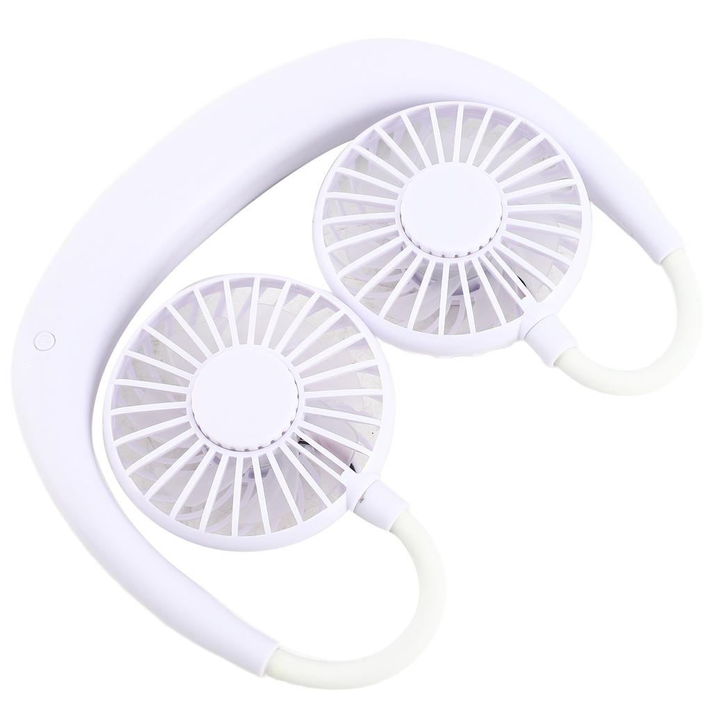 Portable Mini Neckband Fan Double Desktop USB Rechargeable 3‑Speed Lazy Neck Hanging Style