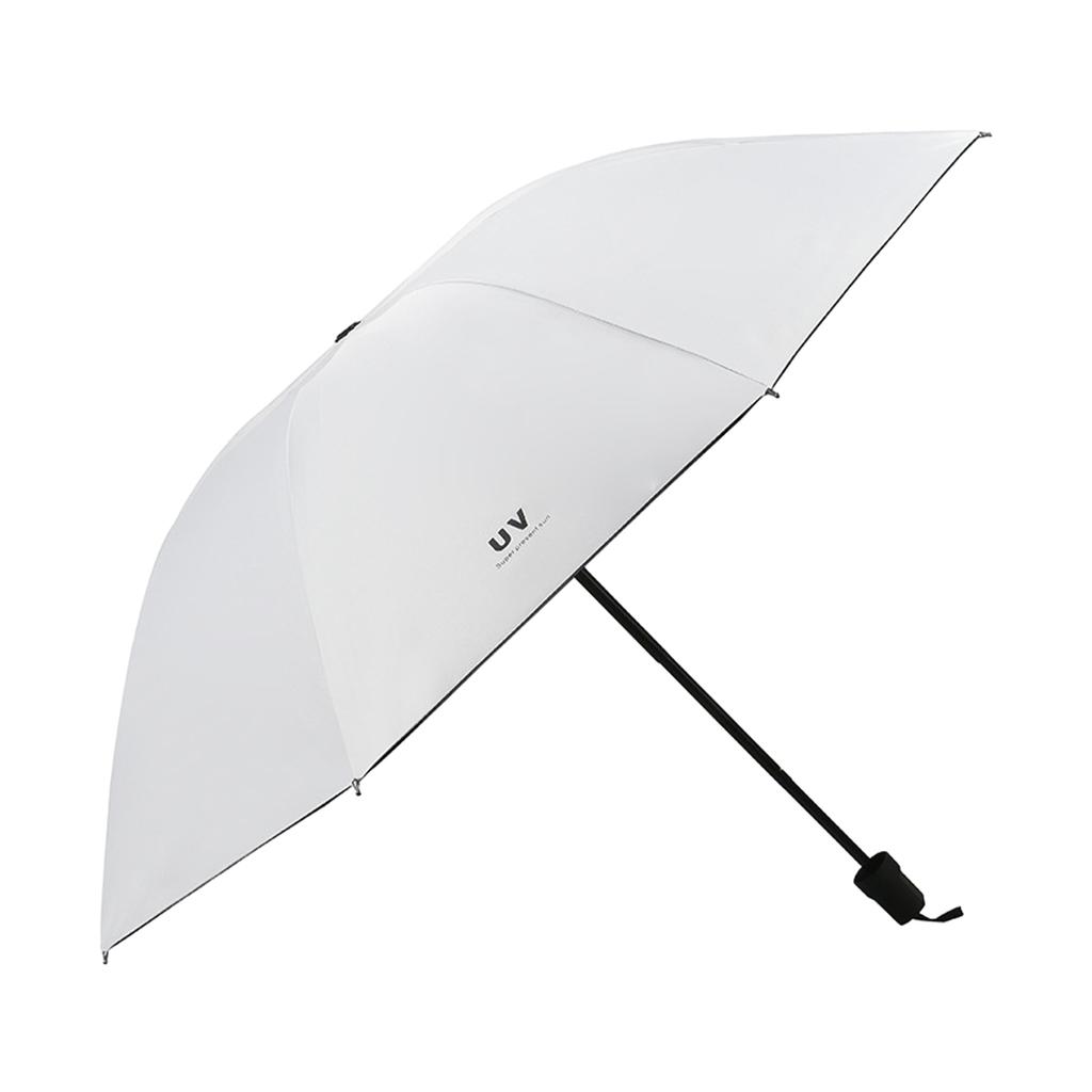 Paraguas de mástil grueso con protección solar UV, color negro, con pegamento, totalmente automático, de tres pliegues.