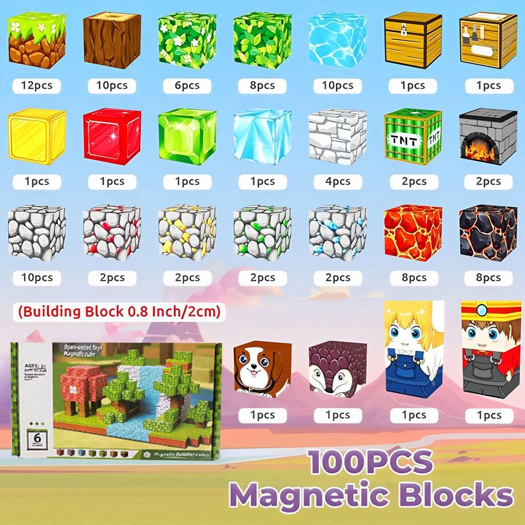 Pink Princess Castle Magnetic Cube Building Blocks - STEM Educational Toy Set