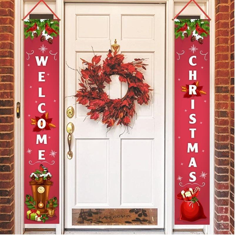Christmas Curtain Hanging Flag Thanksgiving Banner Door Flag Party Flag Christmas Decoration