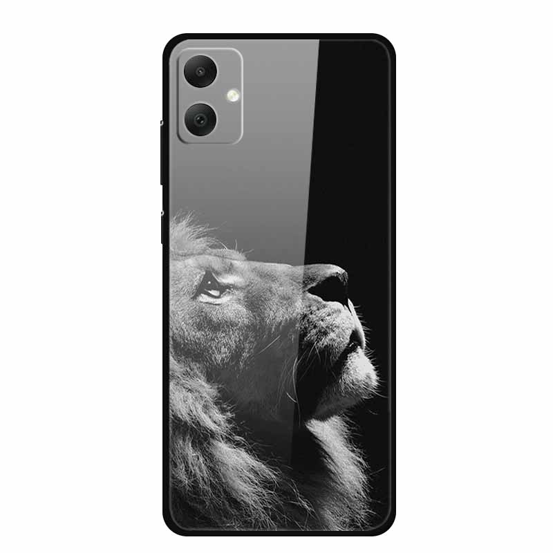 Animal Hard Shield for Samsung Galaxy A05 Tempered Glass Printed Back Cover for Samsung Galaxy A05s A04 Lion Wolf Case Funda A05 4G