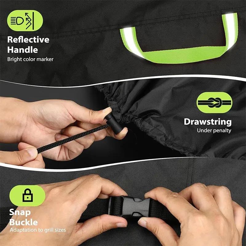 420D Rainproof Outdoor BBQ Cover,Gas Dustproof Oxford Tent Barbecue Cover Waterproof Strips Grill Rack Protective Oven Hood