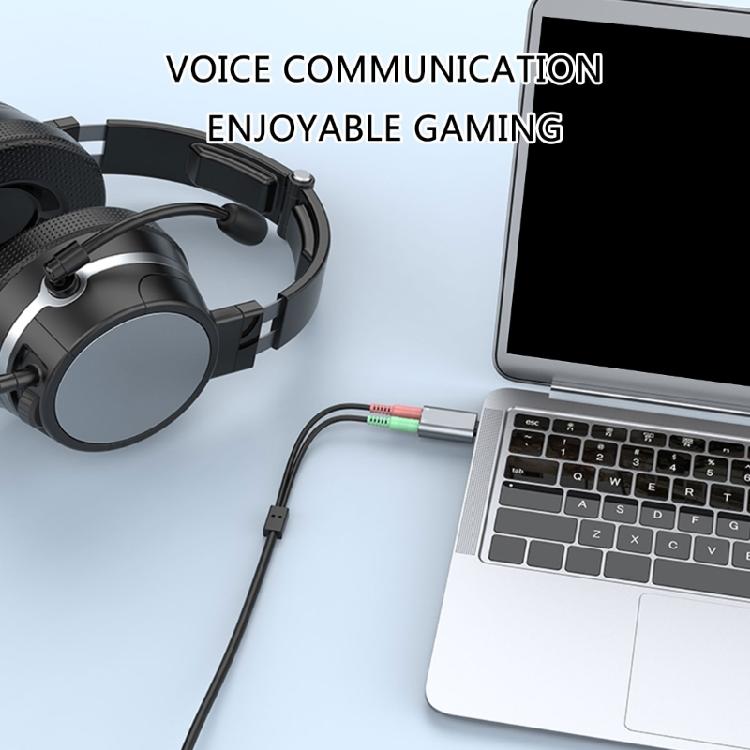 Double 3.5mm Headphone Adapter, USB C Double Headphone Splitter Type C To Auxiliary Female Port External Sound Card