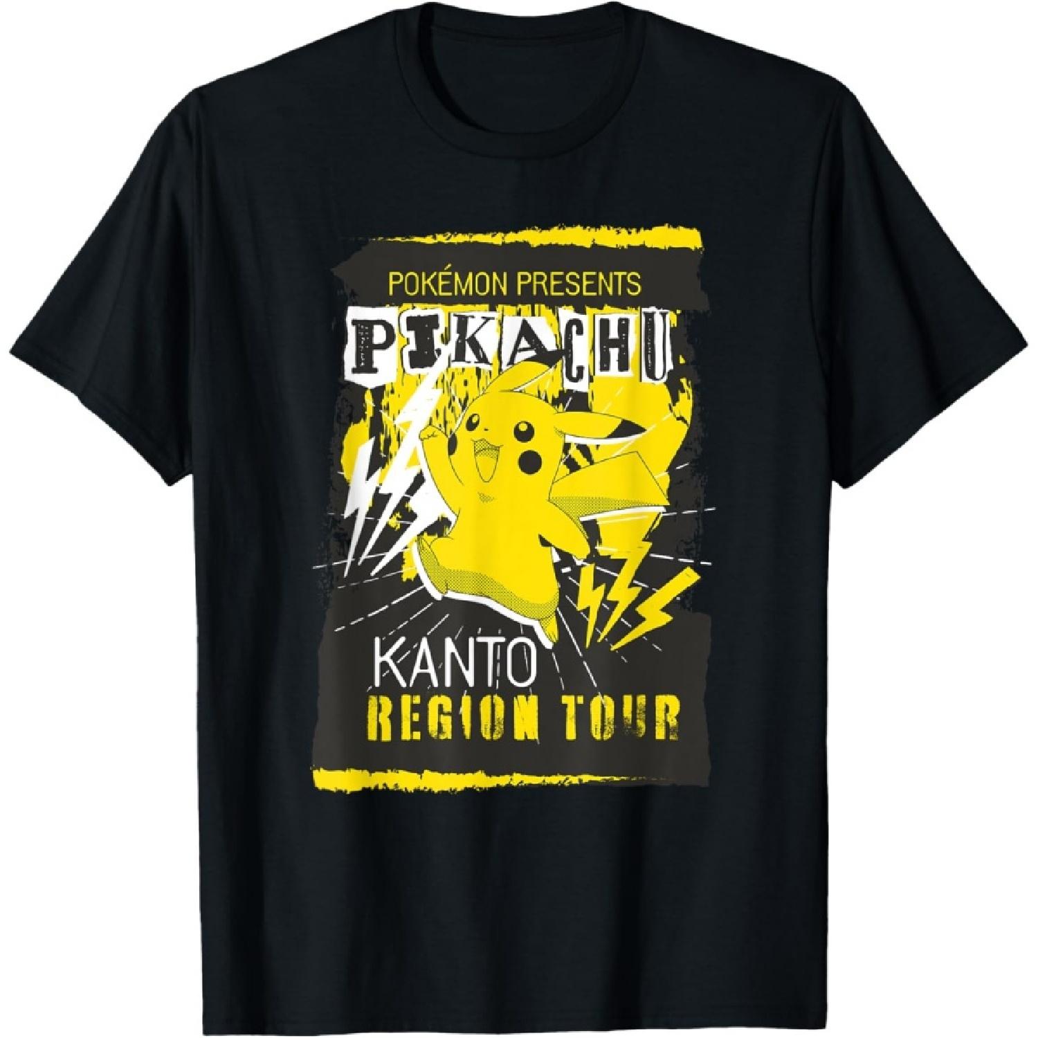 Pokémon Pikachu Rock Concert Kanto Region Tour Poster T-Shirt S чёрный