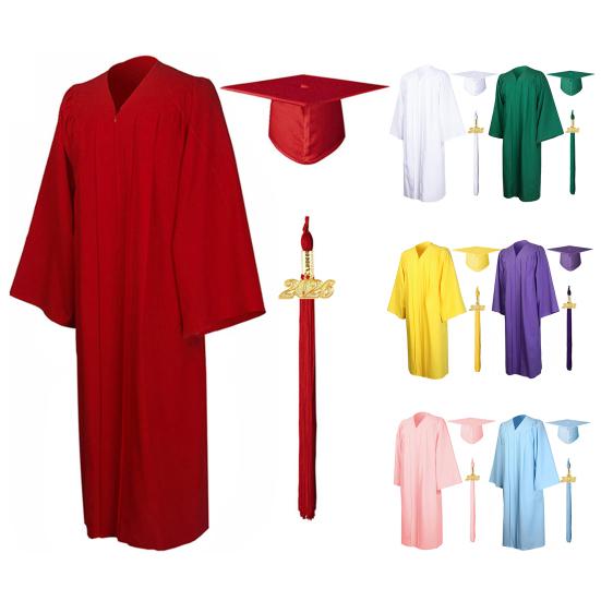 Unisex Matte Graduation Cap And Gown Set with 2026 Year Tassel Charm for Middle School High School College Graduates