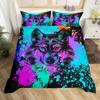 Galaxy Wolf Duvet Cover Set Full Size, Bedding Set for Boys Girls, Wolf Head Printed Duvet Cove Set 1 Quilt Cover 2 Pillowcases