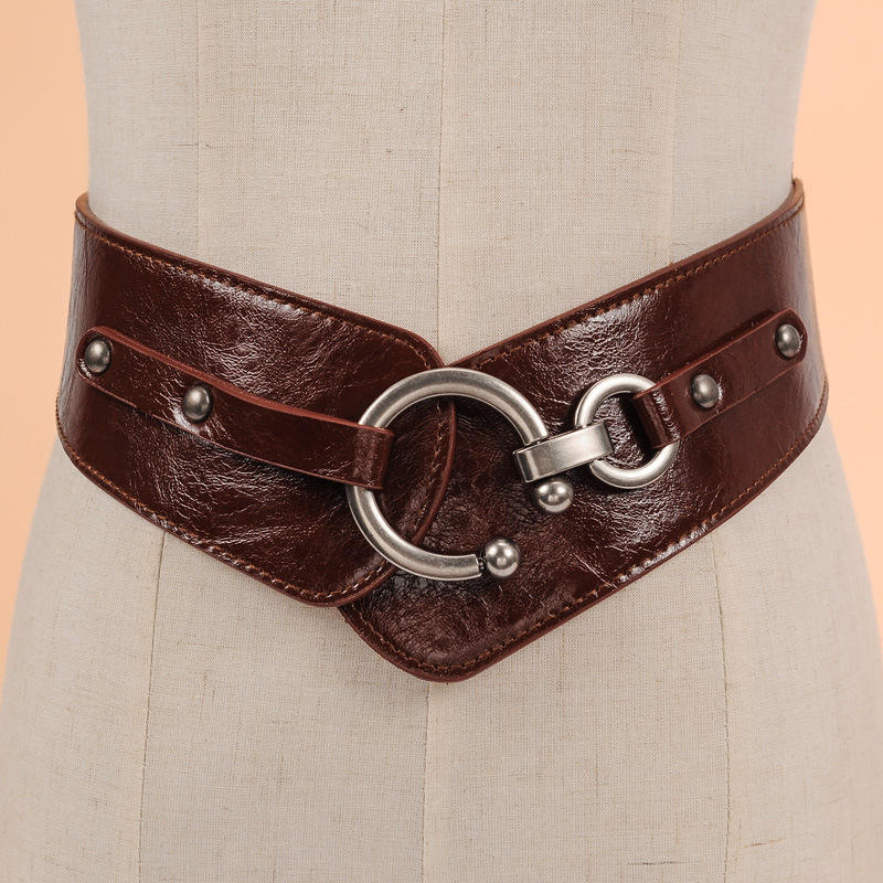 Korean version of fashion wide waist seal women, new versatile women's elastic belt elastic, European and American diagonal wide belt women