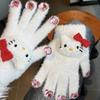 Miffy Rabbit sea salt blue bone girly gloves, cute plush and faux mink, warm split-finger gloves for women
